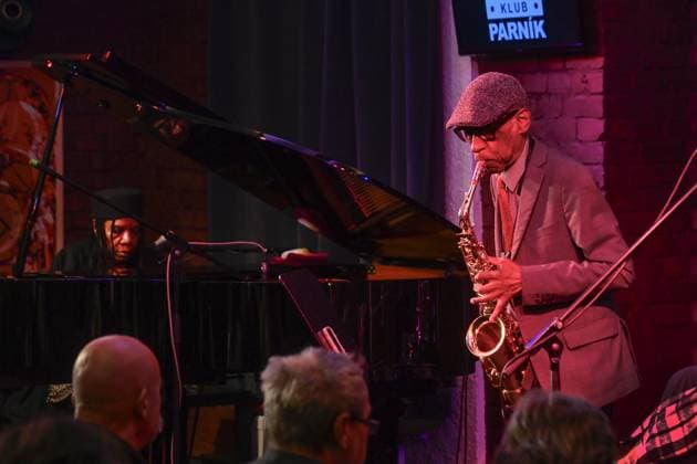 An American jazz pianist, organist, vocalist, composer, and arranger Amina Claudine Myers and American composer, jazz instrumentalist, and educator Roscoe Mitchell perform during the concert Legends of Improvisation in Parnik club within the Ostrava Days Music of Today Festival in Ostrava, Czech Republic, August 31, 2023. (CTKxPhoto JaroslavxOzana) CTKPhotoP2023090100077  CTKPhotoP2023090100077