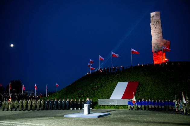 Bilder des Jahres 2023, News 09 September News Themen der Woche KW35 News Bilder des Tages 01.09.2023 GDANSK OBCHODY 84. ROCZNICY WYBUCHU II WOJNY SWIATOWEJ NA WESTERPLATTE N Z ANDRZEJ DUDA WIDOK POMNIK OBRONCOW WYBRZEZA WESTERPLATTE FOT MATEUSZ SLODKOWSKI FOTONEWS NEWSPIX.PL --- Newspix.pl Celebrations of the 84th anniversary of the outbreak of the Second World War. POLAND OUT!  20230901FNMS052