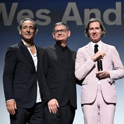 Wes Anderson receives the Cartier Glory to the filmmaker award 2023 during the 80th Venice International Film Festival on September 01, 2023 Venice, Italy Alexandre Desplat, Cyrille Vigneron Ad Cartier, Alberto Barbera, Wes Anderson receives the Cartier Glory to the filmmaker award 2023 during the 80th Venice International Film Festival on September 01, 2023 Venice, Italy, Credit:Maria Laura Antonelli Avalon Italy, Venice  Copyright: xMariaxLauraxAntonellix xAvalonx 0802080540