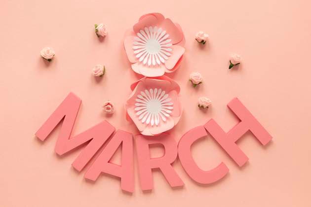 Draufsicht Monat Papierblumen Frauentag *** Top view Month Paper flowers Women s Day Copyright: imageBROKER OleksandrxLatkun ibxole09563437.jpg
