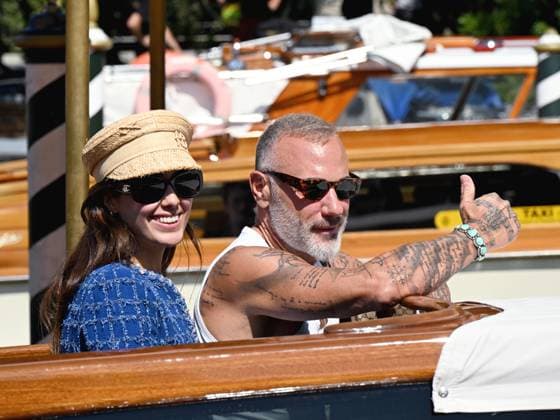 Entertainment Themen der Woche KW35 Entertainment Bilder des Tages Venice, 80th Venice Film Festival 2023. Day 4 - arrivals at the pier - In the photo: Gianluca Vacchi and Sharon Fonseca  Copyright: xManuelexMangiarottix xipa-agencyx xPoolxPhotoxEventsx02x IPA_IPA40012634