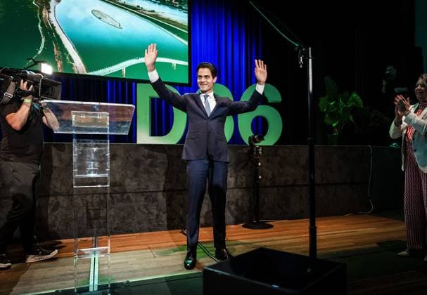 ZWOLLE - Rob Jetten, as party leader and party leader of D66, gives his first speech during a party meeting in the run-up to the House of Representatives elections. ANP REMKO DE WAAL netherlands out - belgium out  Copyright: xx x477017754x originalFilename: 477017754.jpg