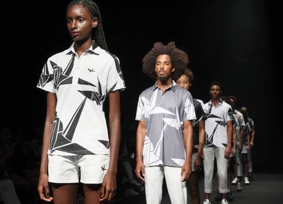September 2, 2023, Tokyo, Japan - Models display creations of 1PIU1UGUALE3 GOLF 2024 Spring Summer collection designed by Tomohiro Ozawa in Tokyo on Saturday, September 2, 2023 as a part of the Fashion Week Tokyo. (photo by Yoshio Tsunoda AFLO)  , aflo_227978619.jpg,