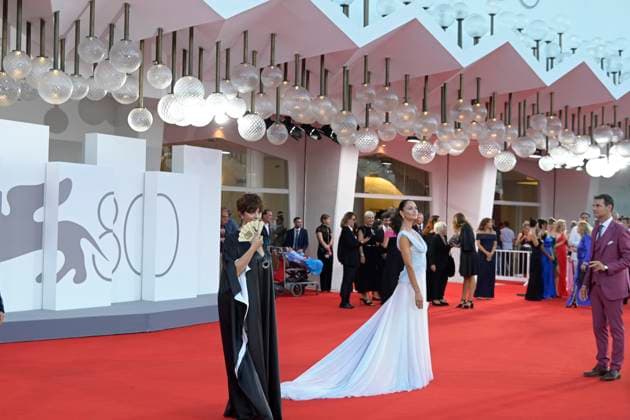 September 2, 2023, Venice Lido, Italy: Laura Morante (l) and Anna Safroncik (r) attend the red carpet of Premio Kineo at 80 Venice Film Festival at Palazzo del Cinema. Venice Lido Italy - ZUMAs197 20230902_aaa_s197_311 Copyright: xMarioxCartellix