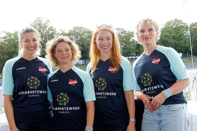 Nina Bott, Anjorka Strechel, Esther Roling and Julia Westlake at the charity soccer match Kicken mit Herz for the benefit of the childrens cardiac ward of the University Hospital Eppendorf on 3 09 2023 in Hamburg Kicken mit Herz charity soccer event in Hamburg