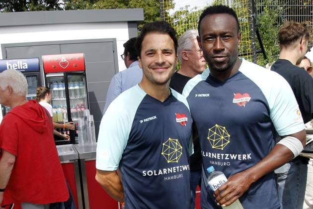 Kostja Ullmann and Jerry Kwarteng at the charity football match Kicken mit Herz for the benefit of the childrens heart ward of the University Hospital Eppendorf on 3 09 2023 in Hamburg Kicken mit Herz charity football event in Hamburg