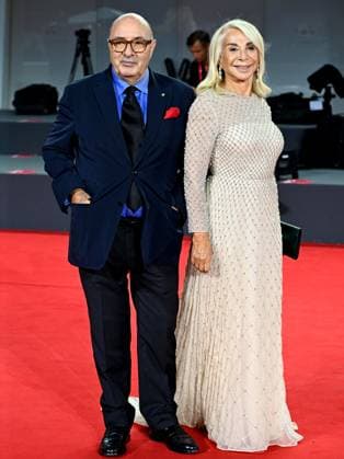 Venice, 80th Venice Film Festival 2023 - Evening 5 - red carpet Filming Italy. In the photo Dante Ferretti, Francesca Lo Schiavo  Copyright: xManuelexMangiarottix xipa-agencyx xPoolxPhotoxEventsx02x IPA_IPA40045240