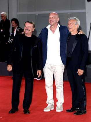 Venice, 80th Venice Film Festival 2023 - Evening 5 - red carpet Filming Italy. In the photo Aldo Giovanni and Giacomo  Copyright: xManuelexMangiarottix xipa-agencyx xPoolxPhotoxEventsx02x IPA_IPA40047498