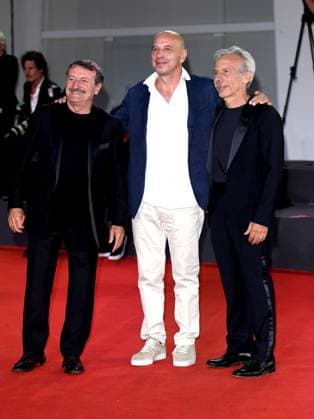 Venice, 80th Venice Film Festival 2023 - Evening 5 - red carpet Filming Italy. In the photo Aldo Giovanni and Giacomo  Copyright: xManuelexMangiarottix xipa-agencyx xPoolxPhotoxEventsx02x IPA_IPA40047499