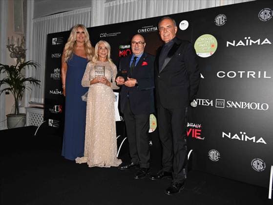 80th Venice Film Festival 2023, Filming Italy Best Movie Award 2023 Pictured: Tiziana Rocca, Francesca Lo Schiavo, Dante Ferretti, Alberto Barbera  Copyright: xManuelexMangiarottix xipa-agencyx xPoolxPhotoxEventsx02x IPA_IPA40047948