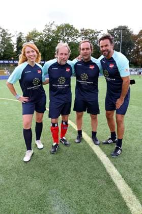 Esther Roling, Bjarne Mädel, Axel Bosse and Stephan Luca at the charity soccer match Kicken mit Herz 2023 in aid of the UKE Heart Center at the Stadiun Hoheluft Hamburg, 03 09 2023 Foto:xgbrcix xFuturexImagex kicken_3910