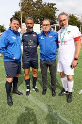 Tim Mälzer, MichÃ l Mazingu Dinzey, Ewald Lienen and Thomas Mir at the charity soccer match Kicken mit Herz 2023 in aid of the UKE Heart Center at Stadiun Hoheluft Hamburg, 03 09 2023 Foto:xgbrcix xFuturexImagex kicken_3958