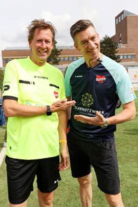 Lou Richter and Steffen Hallaschka at the charity soccer match Kicken mit Herz 2023 in aid of the UKE Heart Center at the Stadiun Hoheluft Hamburg, 03 09 2023 Foto:xgbrcix xFuturexImagex kicken_3963