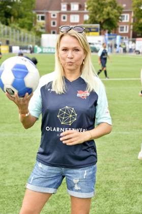 Nova Meierhenrich at the charity soccer match Kicken mit Herz for the benefit of the childrens heart ward of the University Hospital Eppendorf in Hamburg on 03 09 2023