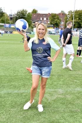 Nova Meierhenrich at the charity soccer match Kicken mit Herz for the benefit of the childrens heart ward of the University Hospital Eppendorf in Hamburg on 03 09 2023