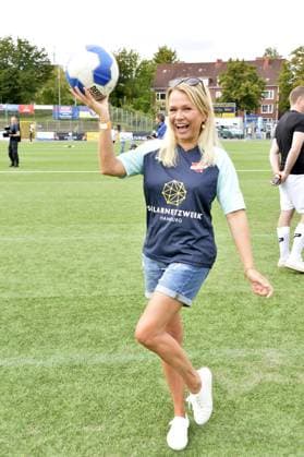 Nova Meierhenrich at the charity soccer match Kicken mit Herz for the benefit of the childrens heart ward of the University Hospital Eppendorf in Hamburg on 03 09 2023