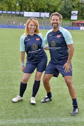 Esther Roling and Stephan Luca at the charity soccer match Kicken mit Herz for the benefit of the childrens heart ward of the University Hospital Eppendorf in Hamburg on 03 09 2023