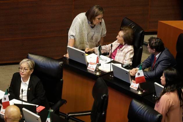 September 5, 2023, Mexico City, Mexico: Senator and presidential candidate for the Broad Front for Mexico, Xochitl Galvez Ruiz with Senator Ifigenia Martinez, at the Mexican Senate in Mexico City. on September 5, 2023 in Mexico City, Mexico Mexico City Mexico - ZUMAe321 20230905_zia_e321_023 Copyright: xLuisxBarronx