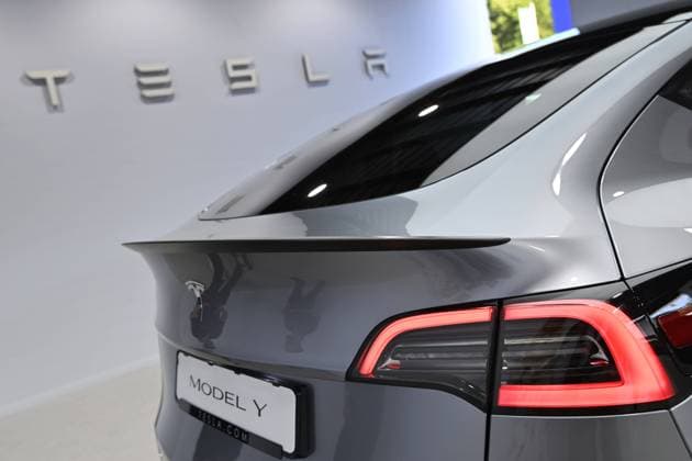 Open Space at Koenigsplatz,TESLA booth logo,brand emblem,Model Y IAA Mobility 2023 from 05 09 10 2023 in Munich.