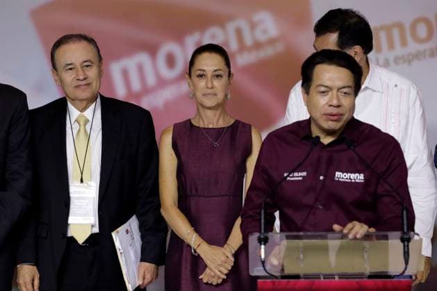Claudia Sheinbaum Pardo, designated as presidential candidate by the Movement of the Fourth Transformation September 6, 2023, Mexico City, Mexico: The president of the National Regeneration Movement Party, Mario Delgado, announcing Claudia Sheinbaum Pardo as the candidate for the presidency for 2024 for the National Regeneration Movement Party, Green Party, and Labor Party in the press conference at the WTC in Mexico City. on September 6, 2023 in Mexico City, Mexico (Photo by Luis Barron Eyepix Group). Copyright: xLuisxBarronx xEyepixxGroupx LB_20230906_CSP2