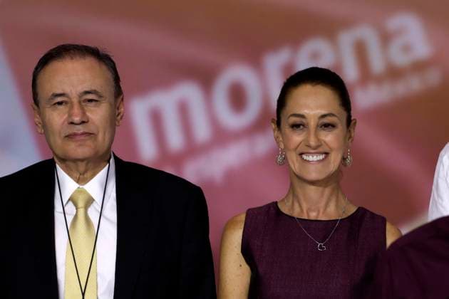 Claudia Sheinbaum Pardo, designated as presidential candidate by the Movement of the Fourth Transformation September 6, 2023, Mexico City, Mexico: The president of the National Council of the National Regeneration Movement party, Alfonso Durazo, announcing Claudia Sheinbaum Pardo as a candidate for the presidency for 2024 for the National Regeneration Movement, Green Party, and Labor Party at the press conference at the WTC in Mexico City. on September 6, 2023 in Mexico City, Mexico (Photo by Luis Barron Eyepix Group). Copyright: xLuisxBarronx xEyepixxGroupx LB_20230906_CSP5