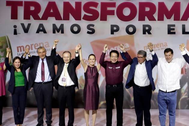 Claudia Sheinbaum Pardo, designated as presidential candidate by the Movement of the Fourth Transformation September 6, 2023, Mexico City, Mexico: The president of the National Regeneration Movement Party, Mario Delgado, announcing Claudia Sheinbaum Pardo as the candidate for the presidency for 2024 for the National Regeneration Movement Party, Green Party, and Labor Party in the press conference at the WTC in Mexico City. on September 6, 2023 in Mexico City, Mexico (Photo by Luis Barron Eyepix Group). Copyright: xLuisxBarronx xEyepixxGroupx LB_20230906_CSP26
