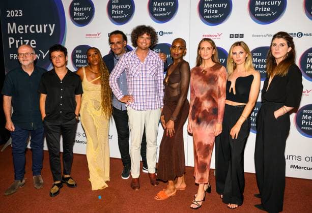 Mercury Prize with FREENOW, London, UK All Rights Reserved - Strictly for Editorial Use Only In Relation To Publicity For The Event And Not to be devoted Exclusively or Predominantly to The Artist Without Permission. The judging panel at the Mercury Prize with FREENOW - (L-R) Judges, Jeff Smith, Jamie Cullum, Jamz Supernova, Phil Alexander, Will Hodgkinson, Tahepo Mokoena, Lea Stonhill, Sian Eleri and Danielle Perry at the Hammersmith Apollo (Eventim Apollo), Hammersmith, London UK on 07 September 2023., Credit:Lee Floyd Avalon UK, London, Hammersmith, Hammersmith Apollo (Eventim Apol Copyright: xLeexFloydx xAvalonx 0803586149