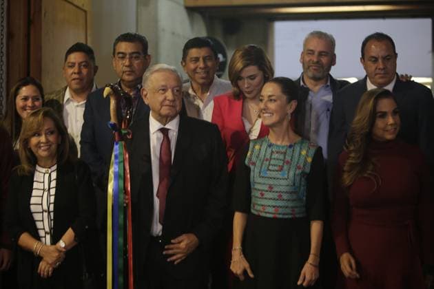 September 8, 2023, Mexico City, Mexico City, Mexico: ANDRES MANUEL LOPEZ OBRADOR, President of the United Mexican States, hands over the baton to CLAUDIA SHEINBAUM PARDO. Mexico City Mexico - ZUMAs310 20230908_zip_s310_006 Copyright: xLuisxExSalgadox