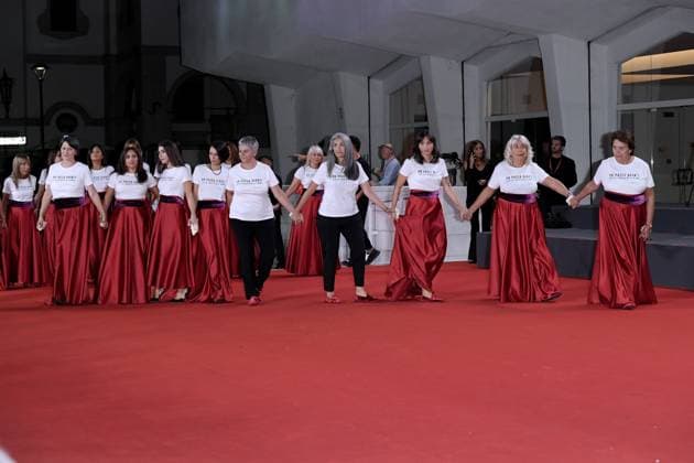 80th Venice Film Festival 2023, Red carpet film Memory . Pictured: Demonstration of Italian parliamentarians  Copyright: xAlbertoxTerenghix xipa-agency.nex xPoolxPhotoxEventsx02x IPA_IPA40157708