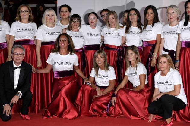 80th Venice Film Festival 2023, Red carpet film Memory . Pictured: Demonstration of Italian parliamentarians  Copyright: xAlbertoxTerenghix xipa-agency.nex xPoolxPhotoxEventsx02x IPA_IPA40157715
