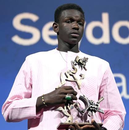 September 9, 2023, VENICE: Senegalese actor Seydou Sarr holds the Marcello Mastroianni Award for Best New Young Actor for his performance in the movie Io Capitano (Me Captain) during the closing ceremony of the 80th annual Venice International Film Festival, in Venice, Italy, 09 September 2023. The 80th edition of the Venice Film Festival runs from 30 August to 09 September 2023. ANSA CLAUDIO ONORATI. VENICE  - ZUMAa110 20230909_zaf_a110_102 Copyright: xClaudioxOnoratix