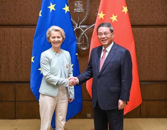 Bilder des Jahres 2023, News 09 September News Themen der Woche KW36 (230909) -- NEW DELHI, Sept. 9, 2023 -- Chinese Premier Li Qiang meets with European Commission President Ursula von der Leyen on the sidelines of the Group of 20 summit in New Delhi, India, Sept. 9, 2023. ) INDIA-NEW DELHI-CHINA-LI QIANG-EUROPEAN COMMISSION PRESIDENT-MEETING RaoxAimin 