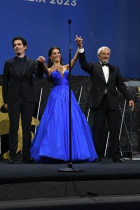 80th Venice Film Festival 2023, Awards ceremony - Awards ceremony 80th Venice Film Festival 2023, Awards ceremony - Awards ceremony . Pictured: Caterina Murino, Damien Chazelle, Roberto Ciccuttto Venice Italy  Copyright: xIPA ABACAx BRIPA20230909_1158 IPA ABACAx BRIPA20230909_1158