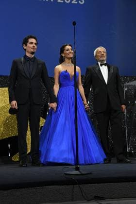 80th Venice Film Festival 2023, Awards ceremony - Awards ceremony 80th Venice Film Festival 2023, Awards ceremony - Awards ceremony . Pictured: Caterina Murino, Damien Chazelle, Roberto Ciccuttto Venice Italy  Copyright: xIPA ABACAx BRIPA20230909_1160 IPA ABACAx BRIPA20230909_1160