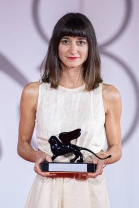Venice Winners Red Carpet Katia Khazak poses with the Horizons Best Actor Award on the name of Tergel Bold-Erdene for City of Wind during the Winners Red Carpet as part of the 80th Venice Film Festival (Mostra) in Venice, Italy on September 09, 2023. Photo by Aurore Marechal ABACAPRESS.COM Venice Italy  Copyright: xMarechalxAurore ABACAx 867017_017 MarechalxAurore ABACAx 867017_017