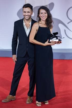 Venice Winners Red Carpet Ilan Cohen and Marion Burger pose with the Immersive Achievement Prize Award for the movie Emperor during the Winners Red Carpet as part of the 80th Venice Film Festival (Mostra) in Venice, Italy on September 09, 2023. Photo by Aurore Marechal ABACAPRESS.COM Venice Italy  Copyright: xMarechalxAurore ABACAx 867017_071 MarechalxAurore ABACAx 867017_071