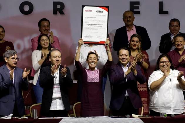 Claudia Sheinbaum Pardo receives confirmation as a presidential candidate in Mexico September 10, 2023, Mexico City, Mexico: Claudia Sheinbaum Pardo receives the certificate as candidate for the Defense of Transformation by the National Regeneration Movement party or presidential candidate in the National Council at the WTC in Mexico City. on September 10, 2023 in Mexico City, Mexico (Photo by Luis Barron Eyepix Group). Copyright: xLuisxBarronx xEyepixxGroupx LB_20230910_A_SHEINBAUM16