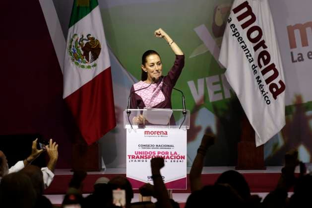 News Themen der Woche KW36 News Bilder des Tages Claudia Sheinbaum Pardo receives confirmation as a presidential candidate in Mexico September 10, 2023, Mexico City, Mexico: Claudia Sheinbaum Pardo receives the certificate as candidate for the Defense of Transformation by the National Regeneration Movement party or presidential candidate in the National Council at the WTC in Mexico City. on September 10, 2023 in Mexico City, Mexico (Photo by Luis Barron Eyepix Group). Copyright: xLuisxBarronx xEyepixxGroupx LB_20230910_SHEINBAUM18