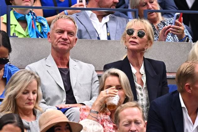 Entertainment Themen der Woche KW36 Entertainment Bilder des Tages Celebs Attend US Open - NYC English musician and actor Sting and wife Trudie Styler during the men s final at the 2023 US Open at Billie Jean National Tennis Center in New York City, NY, USA, on September 10, 2023. Photo by Corinne Dubreuil ABACAPRESS.COM New York City NY United States  Copyright: xDubreuilxCorinne ABACAx 867140_004 DubreuilxCorinne ABACAx 867140_004