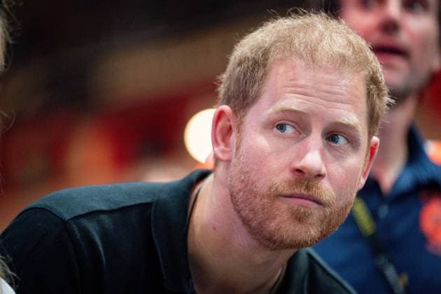 Invictus Games 2023 in Duesseldorf Prinz Harry, Duke of Sussex im Portrait bei seinem Besuch der Spiele im Rollstuhl Basketball in der Merkur Spiel Arena bei den Invictus Games 2023 in Duesseldorf, Duesseldorf, 12.09.2023 Duesseldorf Nordrhein-Westfalen Deutschland *** Invictus Games 2023 in Duesseldorf Prince Harry, Duke of Sussex in portrait during his visit to the games in wheelchair basketball in Merkur Spiel Arena at the Invictus Games 2023 in Duesseldorf, Duesseldorf, 12 09 2023 Duesseldorf North Rhine Westphalia Germany