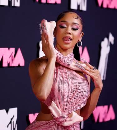 Saweety arrives on the red carpet at the 2023 MTV Video Music Awards VMA s at the Prudential Center in Newark, New Jersey, on Tuesday, September 12, 2023.  NYP20230912122 JOHNxANGELILLO