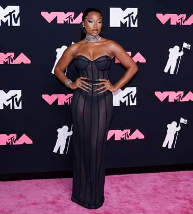 Megan Thee Stallion arrives on the red carpet at the 2023 MTV Video Music Awards VMA s at the Prudential Center in Newark, New Jersey, on Tuesday, September 12, 2023.  NYP20230912110 JOHNxANGELILLO