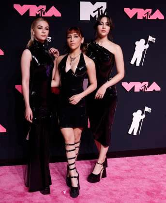 The Warning arrive on the red carpet at the 2023 MTV Video Music Awards VMA s at the Prudential Center in Newark, New Jersey, on Tuesday, September 12, 2023.  NYP20230912117 JOHNxANGELILLO