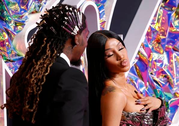 Cardi B and Offset arrive on the red carpet at the 2023 MTV Video Music Awards VMA s at the Prudential Center in Newark, New Jersey, on Tuesday, September 12, 2023.  NYP20230912150 JOHNxANGELILLO