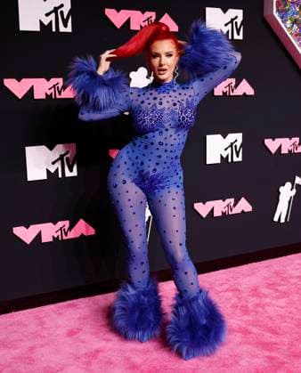 Justina Valentine arrives on the red carpet at the 2023 MTV Video Music Awards VMA s at the Prudential Center in Newark, New Jersey, on Tuesday, September 12, 2023.  NYP20230912161 JOHNxANGELILLO
