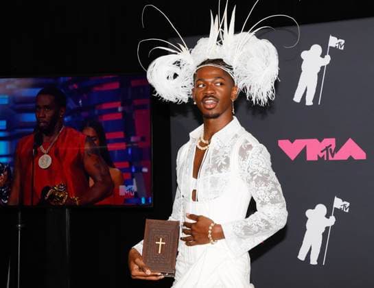 Lil Nas X arrives in the press room at the 2023 MTV Video Music Awards VMA s at the Prudential Center in Newark, NJ on Tuesday, September 12, 2023.  NYP20230912814 JASONxSZENES