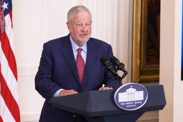 David Rockefeller, Jr gives remarks in the East Room of the White House during the 2023 Praemium Imperiale Laureate ceremony in Washington, DC on Tuesday, September 12, 2023. The Praemium Imperiale is a global arts prize awarded annually by the Japan Art Association for lifetime achievement in the arts. Copyright: xCNPx xMediaPunchx
