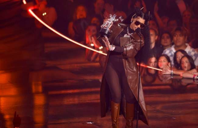 Nicki Minaj accepts the Best Hip Hop award during the 2023 MTV Video Music Awards VMA s at the Prudential Center in Newark, New Jersey, on Tuesday, September 12, 2023.  NYP20230912233 JOHNxANGELILLO