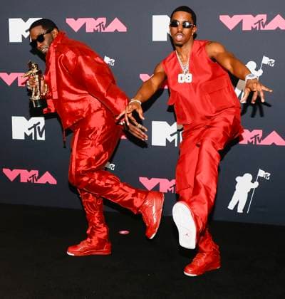 Sean P. Diddy Combs and his son King Combs arrive in the press room at the 2023 MTV Video Music Awards VMA s at the Prudential Center in Newark, NJ on Tuesday, September 12, 2023.  NYP20230912293 JASONxSZENES