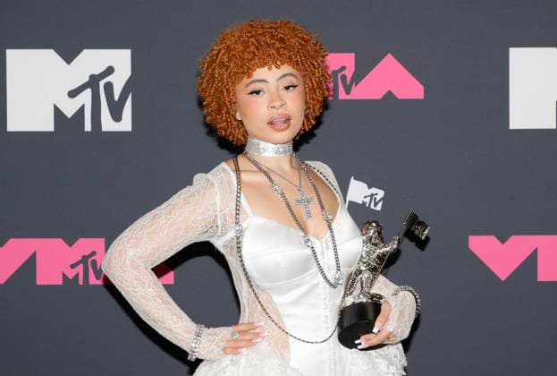 Ice Spice arrive in the press room at the 2023 MTV Video Music Awards VMA s at the Prudential Center in Newark, NJ on Tuesday, September 12, 2023.  NYP20230912847 JASONxSZENES
